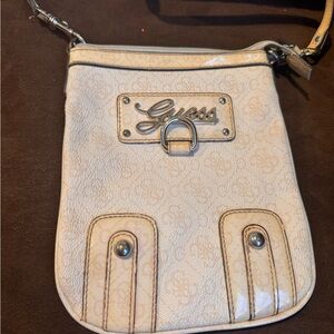 Guess Beige Crossbody Bag with Logo Detail